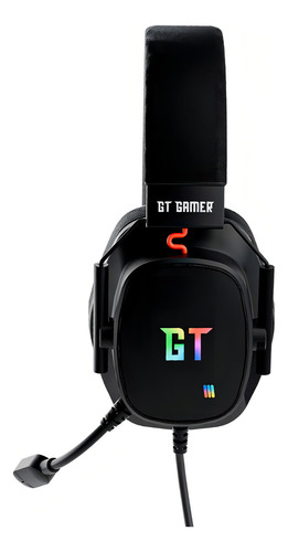 Fone de Ouvido Headset Gamer Luz RGB Com Fio Cor Preto GT Orion Goldentec