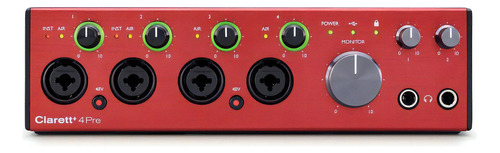 Focusrite - Clarett+ 4pre Usb - Interface De Áudio Cor Vermelho