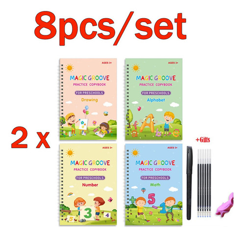 2 Set De Cuaderno Caligrafia Magic Copy Book Para Niños