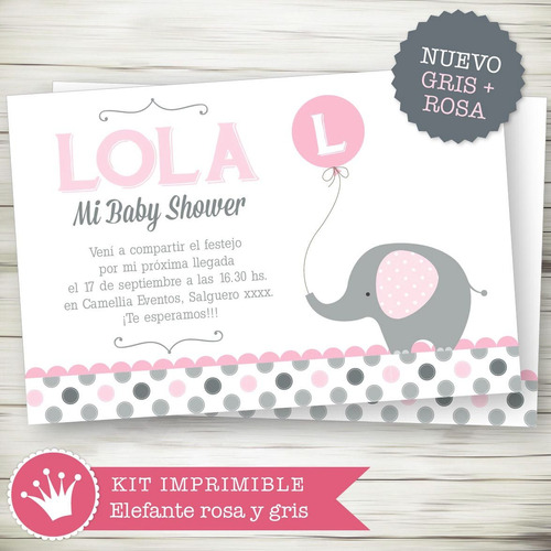 Kit Imprimible Elefante Bautismo Baby Shower Candybar Bebé 4