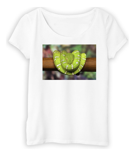 Remera Mujer Serpiente Verde Camuflada Descansando