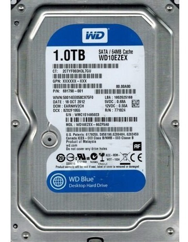 Disco Duro Interno Western Digital Wd 1tb Pc Sata/64mb 7200
