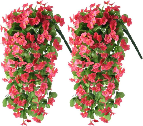 2 Plantas Colgantes De Orquideas Artificiales Rosa