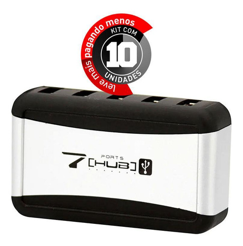 Hub 7 Portas Usb 2.0 Com Fonte - Kit 10