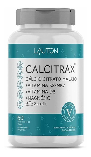 Calcio Citrato Malato C/ Vitaminas K2 Mk7 + D3 + Magnésio