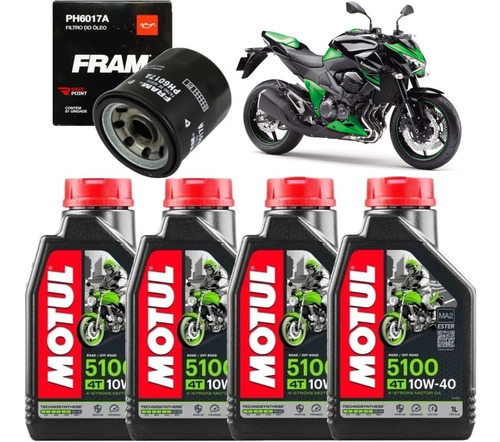 Kit Troca Oleo Motul 5100 10w40 Filtro Fram Kawasaki Z800