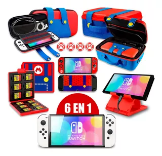 Nintendo Switch Oled 6 En 1 Superkit De Viaje Mario Rac