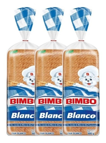 Pan Blanco Bimbo 680g (3 Panes)
