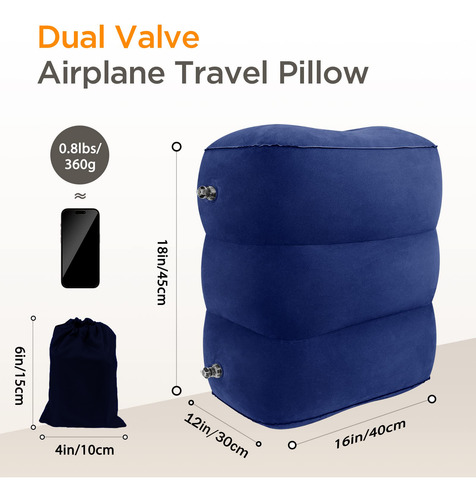 Almohada Cojín Cama Inflable Para Aviones Gris 1 Pieza