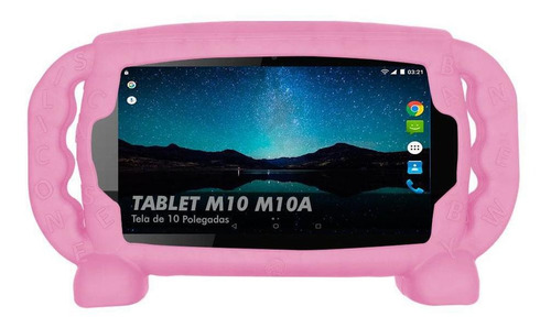 Capa Infantil Tablet Multilaser M10 M10a Kids Macia Top Rosa