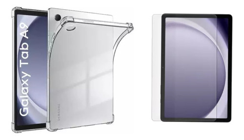 Funda Para Tablet Samsung A9 8.7 Tpu Transparente + Vidrio