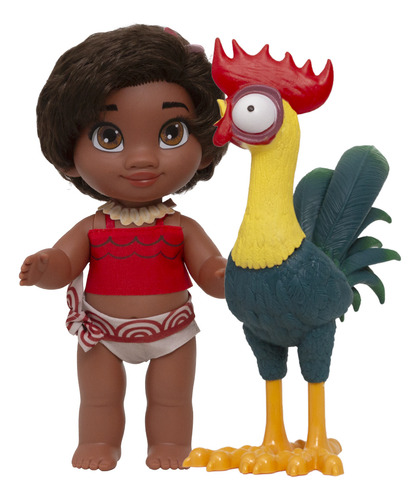 Kit Boneca Moana Bebê + Galo Hei Hei 100% Vinil Cotiplás