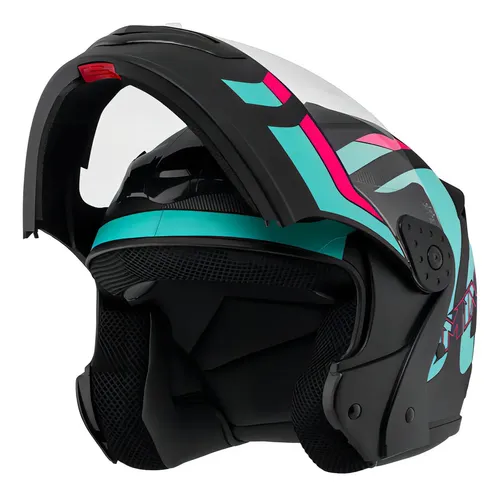 Capacete Robocop Escamoteável Fechado Mixs Gladiator Delta S Tamanho Do Capacete 58 Cor Azul Rosa Fosco