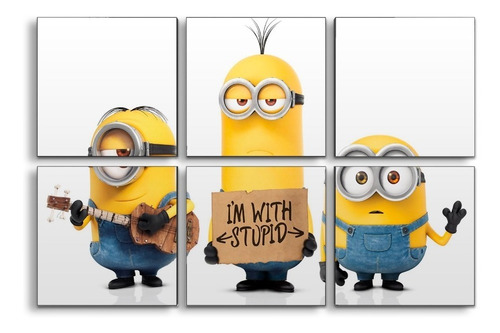 Cuadro Decorativo Moderno Minions Jd-0656 G Séxtuple 90x60 Cm Sin Marco