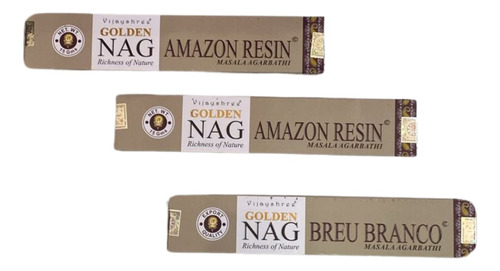 Incienso Golden Nag  Amazon Resin, 3 Paquetes 15 G