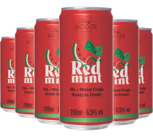 6x Drink Easy Booze Red Mint Lata 269ml