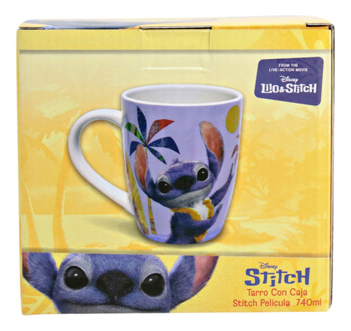 Taza Cerámica Personajes Animados Con Caja De 740 Ml Color Azul Lilo Y Stitch Live Action