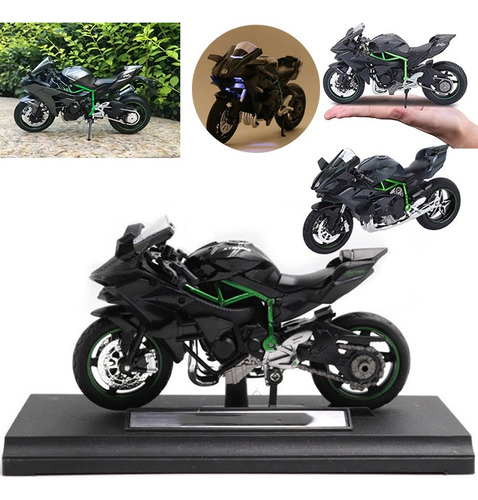 Kawaski H2r Miniatura Moto Metal De Luz Y Sonido Base 1:12