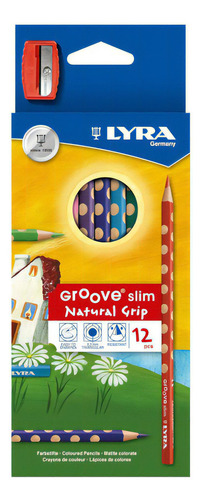 Lápiz de color delgado Lyra Groove con 12 colores y sacapuntas