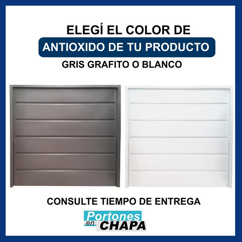 Porton Garage Chapa Con Puerta Y Postigo 255 X 205 Manual Gris Oscuro