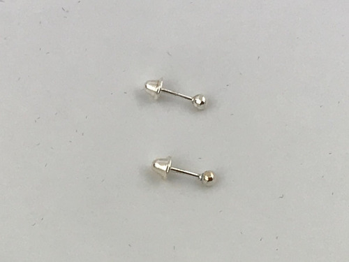 Imagem 2 de 4 de Brinco Bolinha 2 Mm Bebê , Tarracha Baby 2º Furo Prata 925
