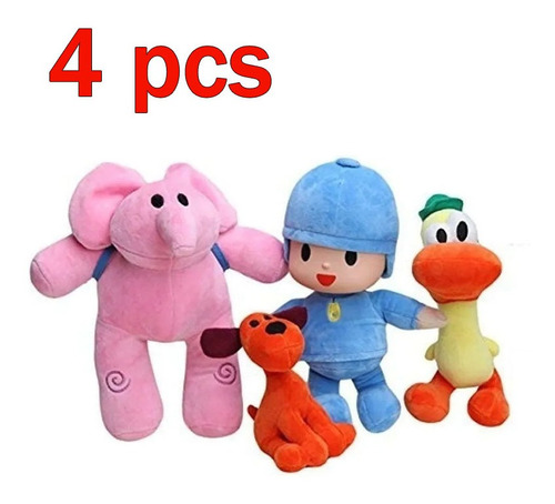 Juego De 4 Figuras De Peluche Pocoyo Elly Pato Loula De