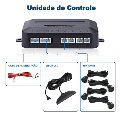 Retrovisor Com Tela + Câmera + Sensor Ré Preto Fox 2009