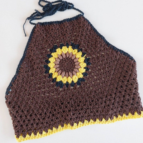Top De Mujer Tejido A Crochet Artesanal Diseño Girasol