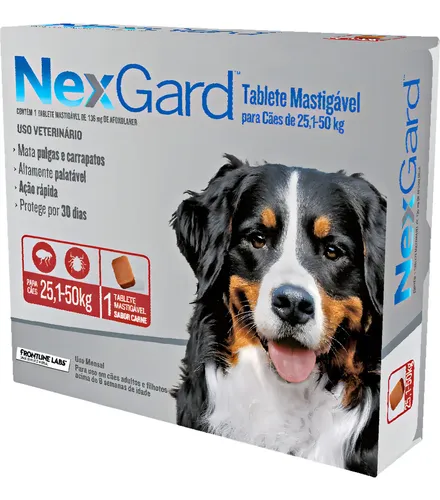 Comprimido NexGard Anti Pulgas e Carrapatos Cães 25,1-50kg 1 Tablete
