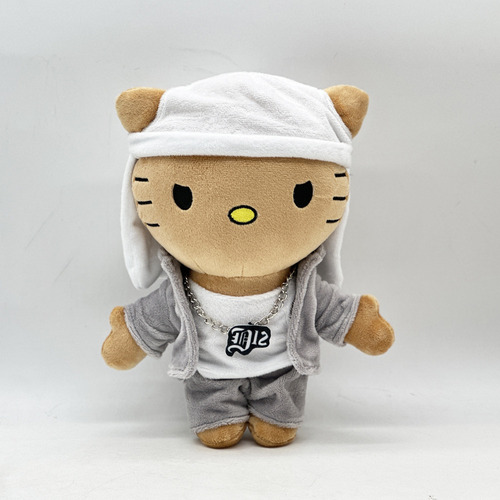 Peluche Rapero Eminem Hello Kitty Detalle Fanaticos 24cm Color Blanco