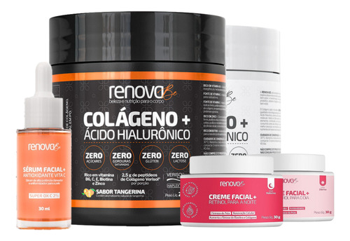 2 Colágenos + Retinol + Resveratrol + Vitamina C - Renova Be Sabor 1 Tangerina - 1 Chocolate