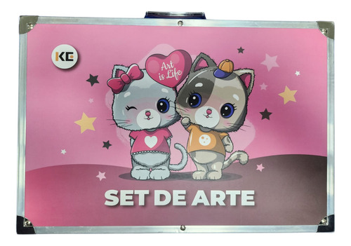 Set De Arte Infantil Love Kitty Maletin De Aluminio 145 Piez