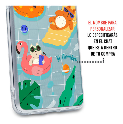 Funda Para Huawei Para Mujer Gatitos Alberca Con Tu Nombre