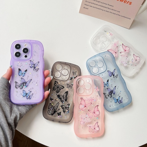 Funda Con Diseño De Mariposas Y Olas For iPhone 16/15