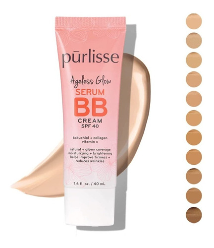 Base de maquillaje en crema Purlisse Angels Glow Serum Bb Cream Serum Bb Cream SPF 40 tono medium warm - 40mL