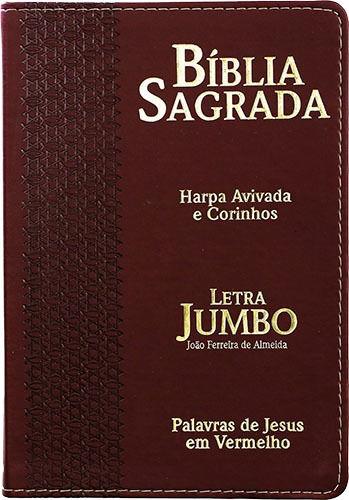 Bíblia Sagrada Letra Jumbo Capa Pu Luxo Estrela Bordô