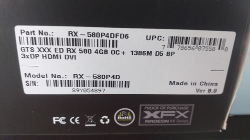 Imagen 5 de 5 de Tarjeta De Video Xfx Rx 580 4gb