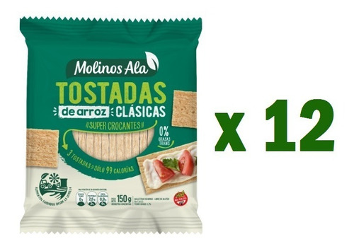 12 Paquetes Tostadas De Arroz Clásicas Molinos Ala - Dw