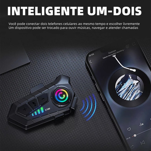 Fone De Ouvido Transmissor Bluetooth 5.0 Para Capacete Moto