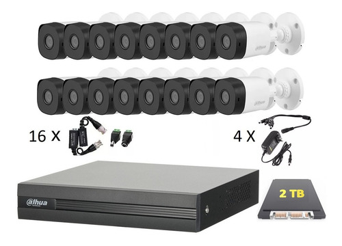 Imagen 1 de 6 de Kit Video Vigilancia 16 Cámaras 1080p Dahua Cctv 2 Tb Baluns