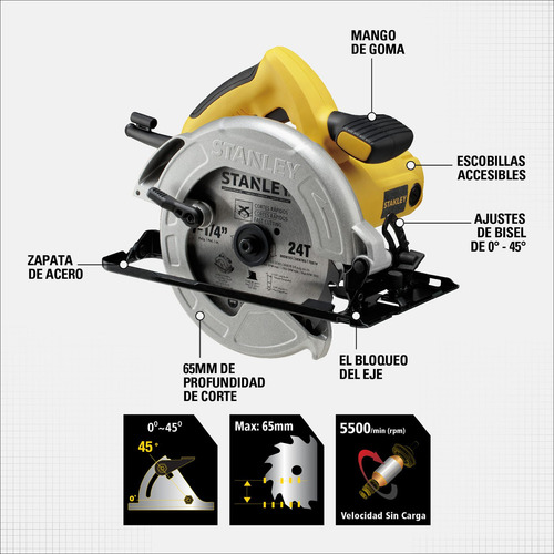 Sierra circular eléctrica Stanley SC16-B2C 190mm