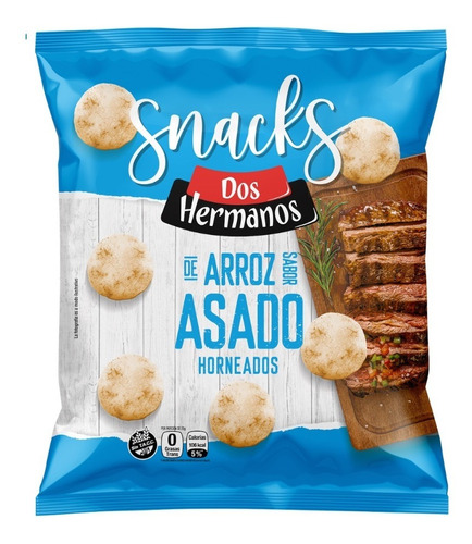 Caja X10 Discos Arroz Sabor Asado 80g Dos Hermanos Sin Tacc