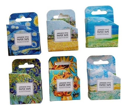 Kit De 3 Washi Tape Cinta Decorativa Van Gogh Obras De Arte