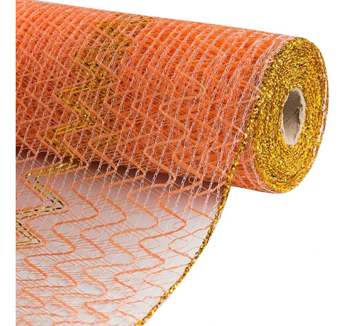 Malla Decorativa Plástica Rollo 9.4m Manualidades Selanusa Color Naranja