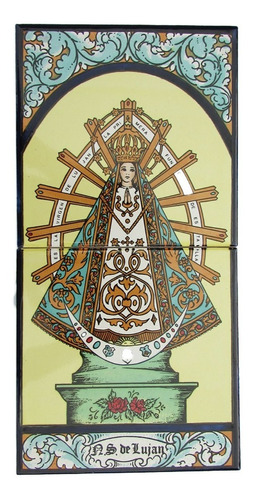 Mayólica De La Virgen De Luján  -  2 Azulejos - (15 X 30)