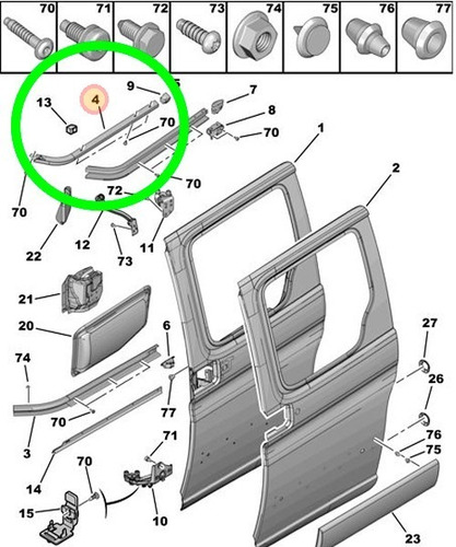 Guia Sup Porton Lateral Izquierdo Partner/ Berlingo Original