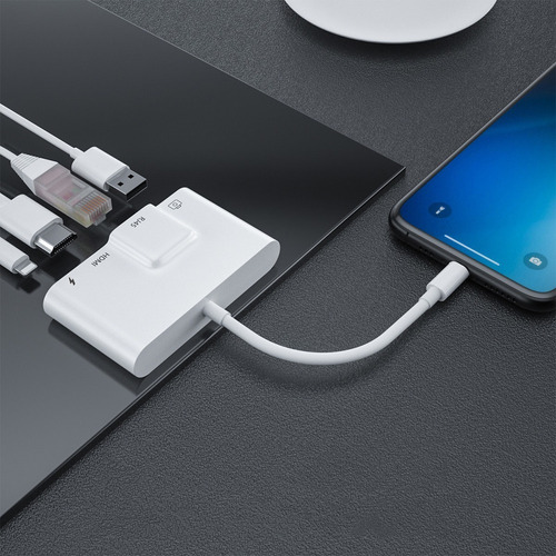 Para Para iPhone Adaptador Otg 4 Em 1 Relâmpago Para Rj45