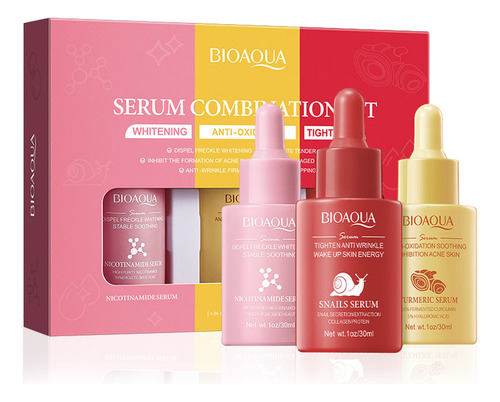 Set De 3 Sueros Bioaqua Con Ácido Hialurónico Y Vitamina C Y