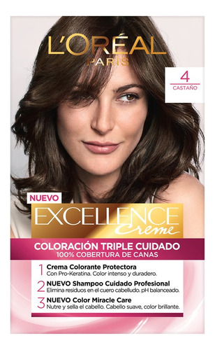 Kit Tinte L'Oréal Paris  Excellence Creme tono 4 castaño para cabello