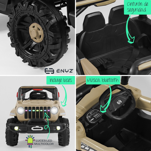 Montable Eléctrico Control Remoto Jeep Buggy Con Luces Bcx-6 Color Café Leon